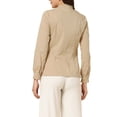 thumbnail image 3 of INSPIRE CHIC Women's Lace Mock Neck Long Sleeve Cotton Button-Down Shirt XL Khaki, 3 of 6
