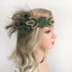 thumbnail image 2 of Diadema plumas de rugiendo de los años 20 para mujer, diadema con de los años 20, color verde Zulema Diadema de mujer Flapper, 2 of 8