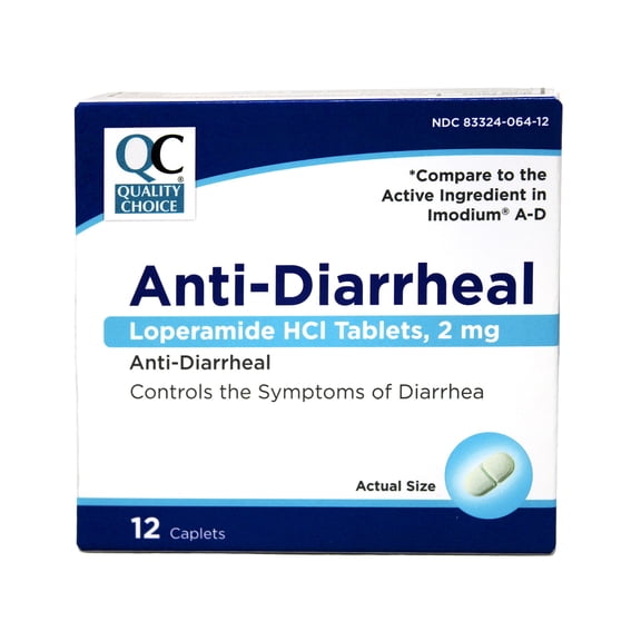 Quality Choice Loperamide Hydrochloride Anti-Diarrheal Caplets, 2 mg, 24 Ct