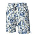 thumbnail image 4 of Balery Vintage Floral Birds Traje de Baño Estilo Hawaiano para Hombre, Shorts de Secado Rápido con Bolsillos-Small, 4 of 6