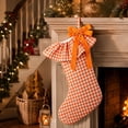 thumbnail image 4 of Christmas Stocking, Plaid Ruffle Mantel Stocking, Checked Stocking with Layered Ruffle Cuff Bow Accent and Hanging Loop for Fireplace, Soft Fabric with DetaiLED Seasonal Styling, 4 of 7