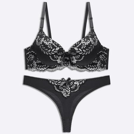 

SELONE Womens Lingerie Set Pajama Sets Soft Lace Fashion With Steel Rings Print Underwear Ladies Lntimates Set Lingerie Sets Nightgowns for Valentines Day Anniversary Wedding Honeymoon Black M