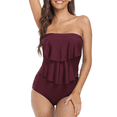 thumbnail image 3 of Firpearl Women's Bandeau One Piece Swimsuit Layered Ruffle Swimwear Flounce Bathing Suit, 3 of 7