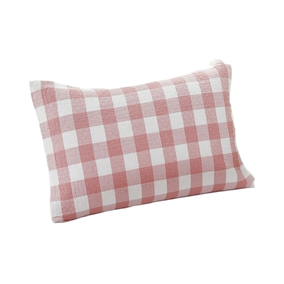 Luoshdecor Farmhouse Plaid Throw Pillow Covers,30"x20" White Pink Checked Lumbar Pillowscase for Sofa Bedroom Couch