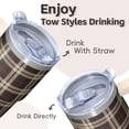 thumbnail image 4 of 20oz Double Wall Stainless Steel Tumbler, Geometric Texture Travel Mug with Handle, Insulated Leak-Proof Cup with Straw, 4 of 5