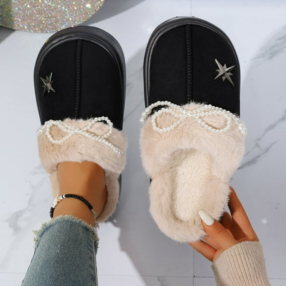 Xucatan Slippers for Women Memory Foam Cushion Womens House Slippers Suede Fluffy Faux Fur Lining Comfy Home Shoes for Indoor Outdoor Bedroom Garden Winter Gift