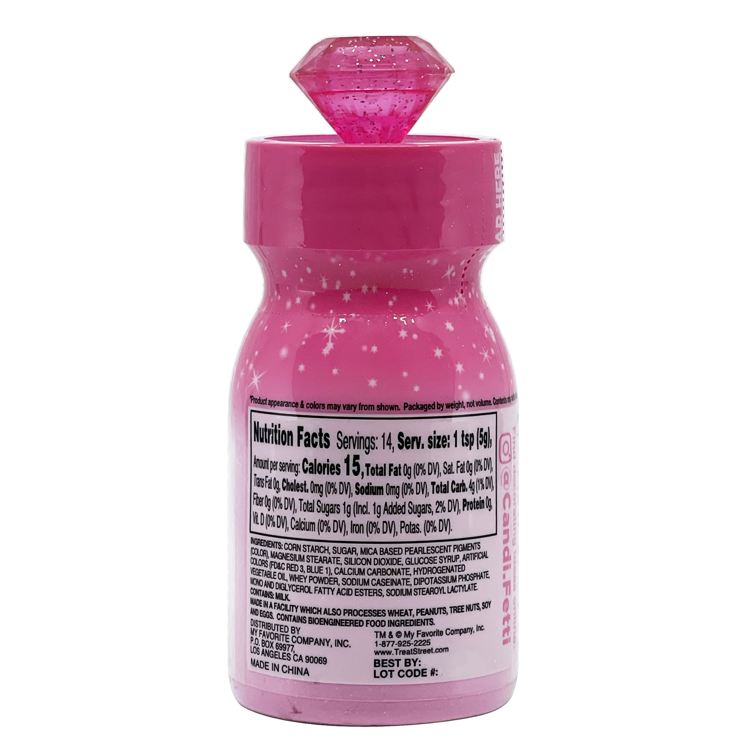 (3 pack) CandiFetti Pink Edible Sparkle Dust, Dessert Sprinkles, 2.47 oz