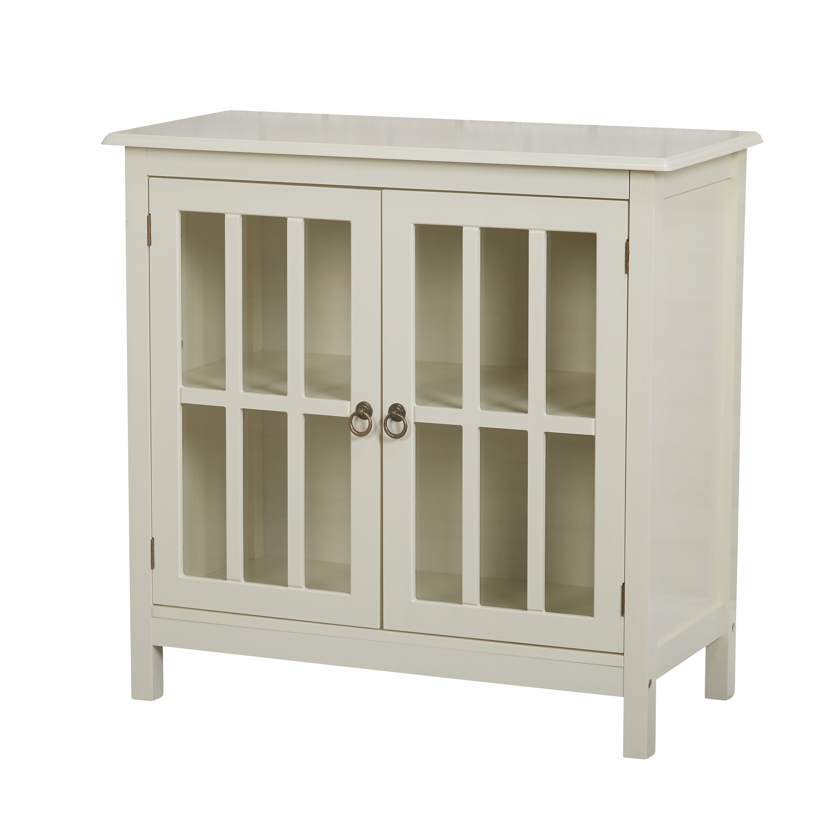 Simple Living  Portland 2-Door Glass Cabinet Antique White