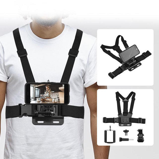 Soporte de clip de pecho ajustable para teléfono inteligente Vlog Photo Camera Belt Strap Mount