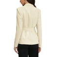 thumbnail image 3 of INSPIRE CHIC Casual Blazer for Women's Lapel Buckle Tie Waist Long Sleeve Work Office Wrap Suit Jackets XS Apricot, 3 of 6