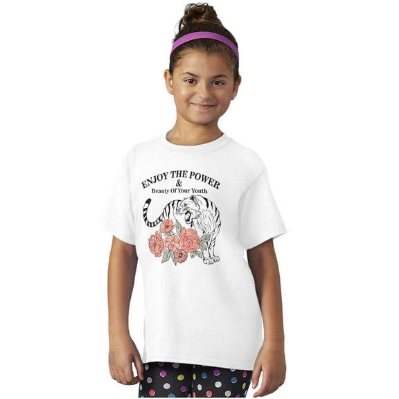 Enjoy The Power Of Youth Tiger Girls Kids T Shirt Tees Teen Brisco Brands S