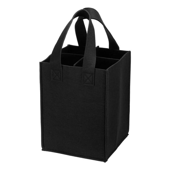 Uxcell 4 Bottle Wine Carrier Tote Bag, Wine Bottle Carrying Bag with Divider Wine Storage Bag, Black