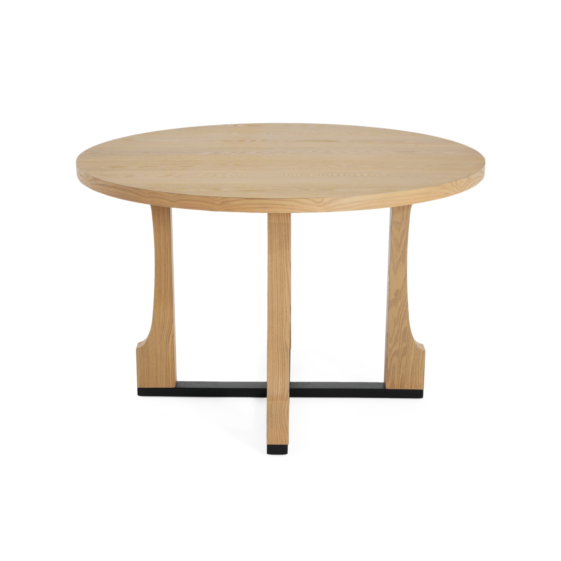 Christopher Knight Home Farmhouse Round Dining Table 48" With Solid Wood X-Base in Natural Ash