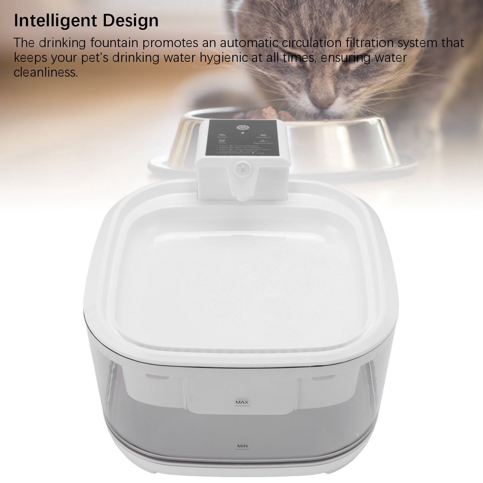Yajisi Cat Water Fountain, 4.5L / 152 oz Large Capacity Quiet Automatic Pet Drinking Dispenser with Cycle Filtration for Dogs and Cats, White