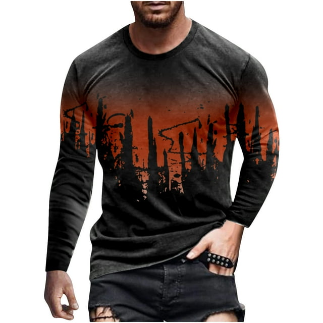 RKSTN Chemises pour Hommes Manches Courtes Mode Décontractée Col Rond Pull Imprimé Manches Longues T-Shirt Blouse Chemises Hawaïennes pour Hommes