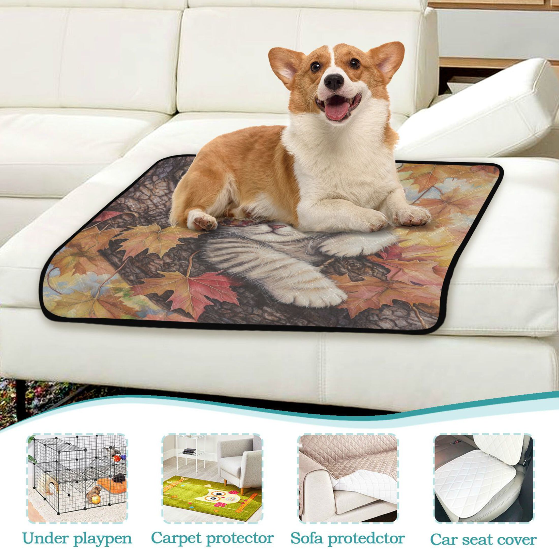 Qxltty Maple Leaf Cat Cat litter Pads Pet Set of 3 Diaper Mats Center Anti-leakage Layer Absorbent Soft and Comfortable