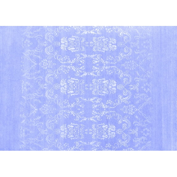 Ahgly Company Machine Washable Indoor Rectangle Oriental Blue Industrial Area Rugs, 8' x 12'