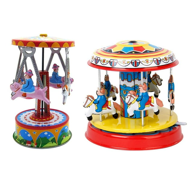 Esquirla Lot de 2 Jouets Vintage Joyeux Go Ronds à Remontoir Jouets Classiques de Collection