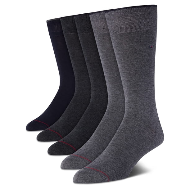 Calcetines Tommy Hilfiger de punto plano, mezcla de rayón, 5 pares, azul marino y gris