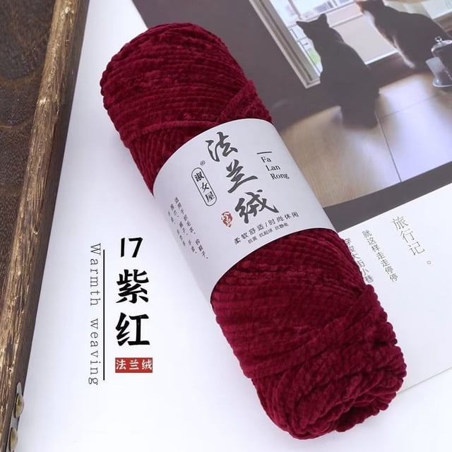 Nvzi Hilo de terciopelo de 300 g para tejer a ganchillo, hilo de chenilla esponjoso de terciopelo para mantas, hilo de felpa suave y grueso para tejer a ganchillo, morado y rojo