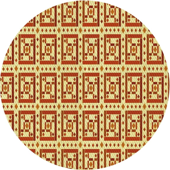 Ahgly Company Indoor Round Patterned Scarlet Red Area Rugs, 5' Round