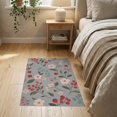 thumbnail image 3 of ODIKA 2'x3' Gray Red Soft Cherry Blossom Design Washable Accent Rug Elegant Floral Pattern with Modern Charm for Bedroom, Nursery, RV, Pet Friendly, Bedside Mat, 3 of 7