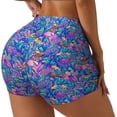 thumbnail image 2 of Xecao Colorful Mushrooms Print Workout Shorts for Women Soft Smooth Gym Yoga Scrunch Active Tennis Workout Running Shorts, 2 of 9