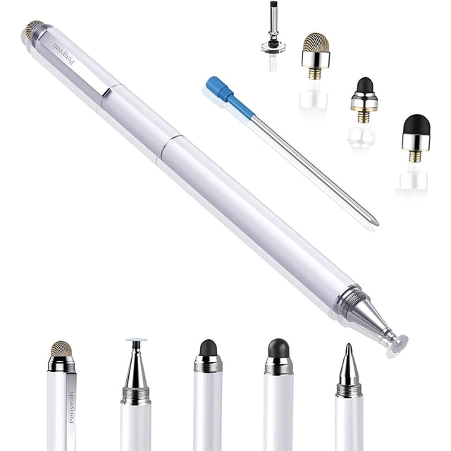 Stylus for Touch Screens - Penyeah DIY 4-in-1 High Sensitivity and Precision Disc Stylus Pen, Universal for iPad, iPhone, Tablets All Capacitive Touch Screens with 4 Replacement Tips - White