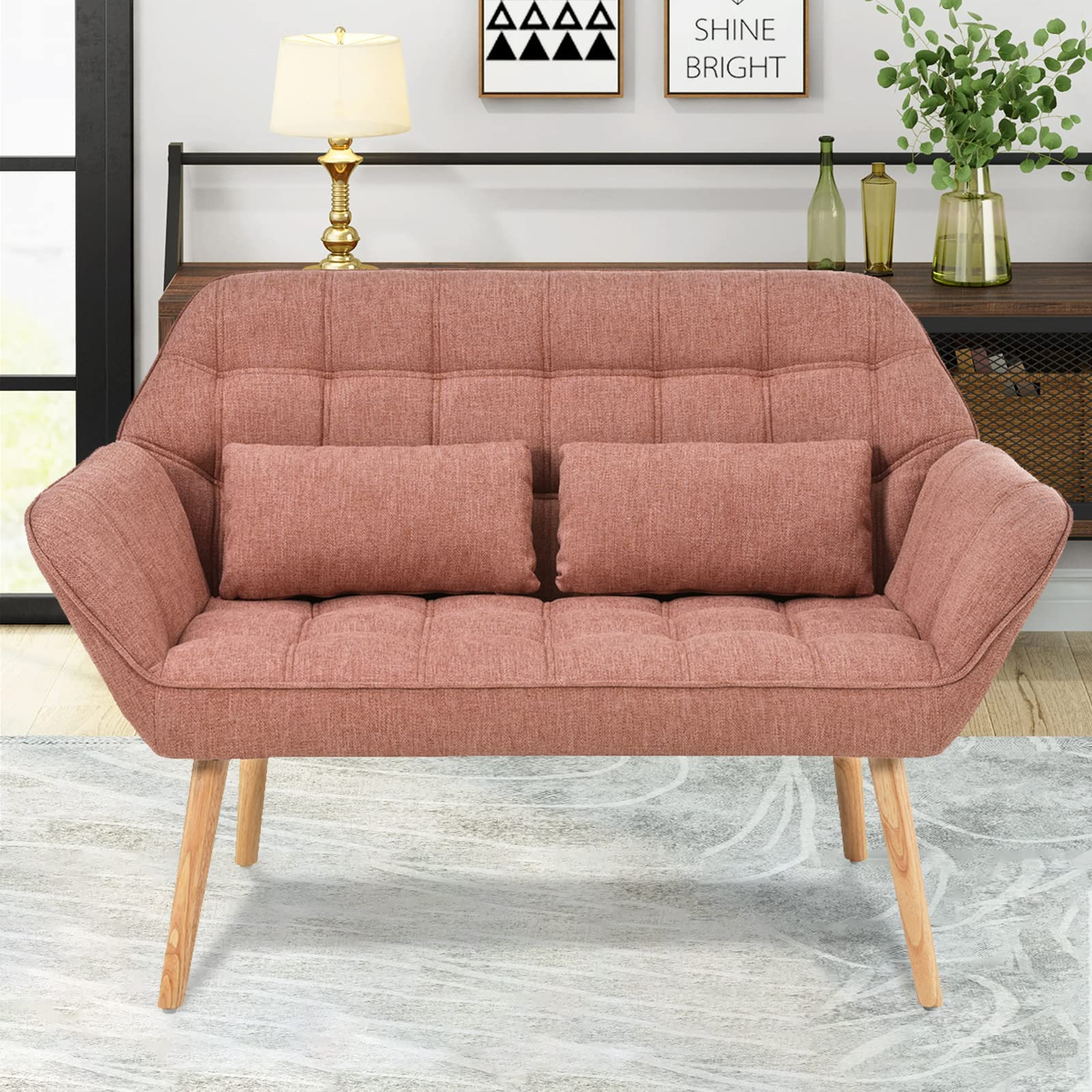2Seat Small Space Couch , Loveseat Sofa Indoor with pillow，Modern