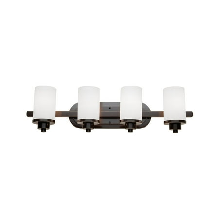 

Bathroom Vanity 4 Light Bulb Fixture With Oil Rubbed Bronze Finish Metal & Acid Glass White Medium 6 400 Watts
