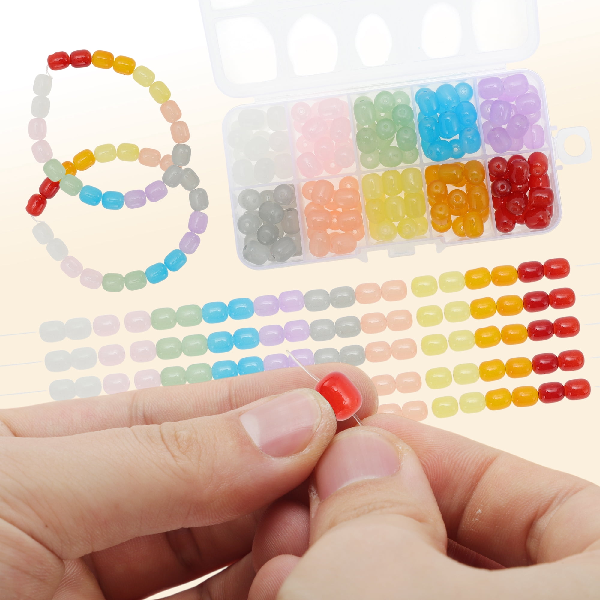 Unique Bargains 150Pcs 8x10mm Glass Beads for Jewelry Making DIY Crafts Assorted Color