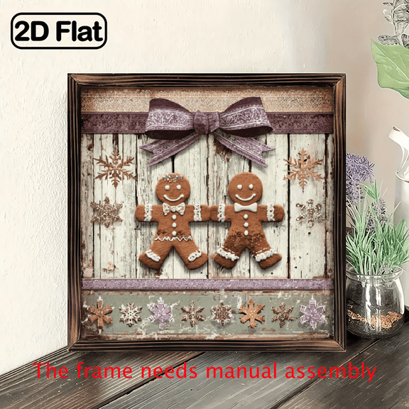 2D Flat Wall Decor, Rustic Snowflake Christmas Gingie Wreath Sign, Gingerbread Wall Art, Rustic Christmas Sign, Distressed Christmas Decor Sign