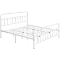 thumbnail image 3 of Yaheetech Classic Iron Platform Bed Frame with High Headboard and Footboard, King, White, 3 of 7