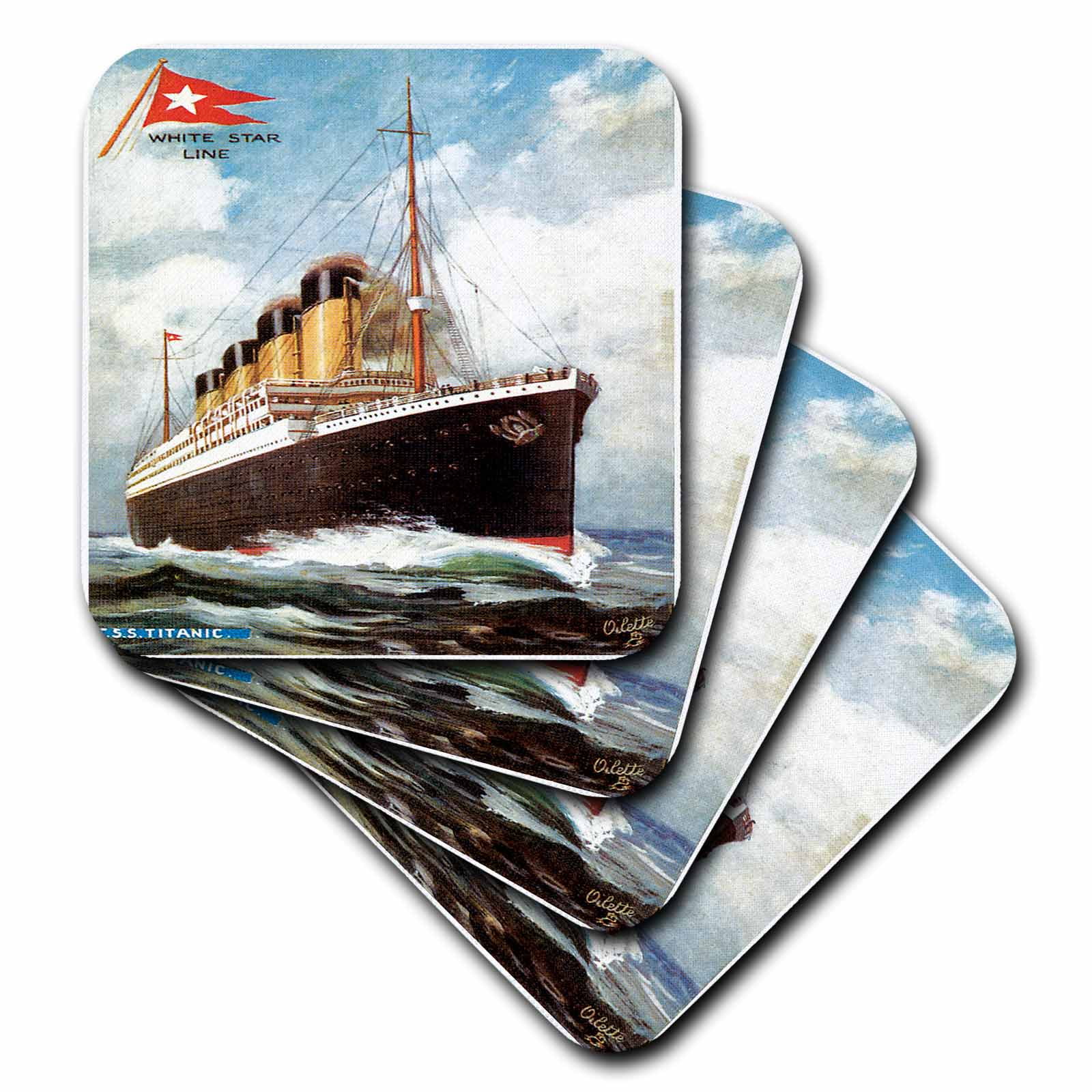 The Titanic White Star Line 4 Piece Wooden Coaster Set