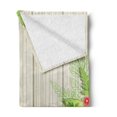 thumbnail image 2 of Parrot Soft Flannel Fleece Throw Blanket, Tropic Flowers and Parrot in Summer Garden Wooden Wall Ferns Artwork, Cozy Plush for Indoor and Outdoor Use, 60" x 80", Cream Green Red, by Ambesonne, 2 of 5