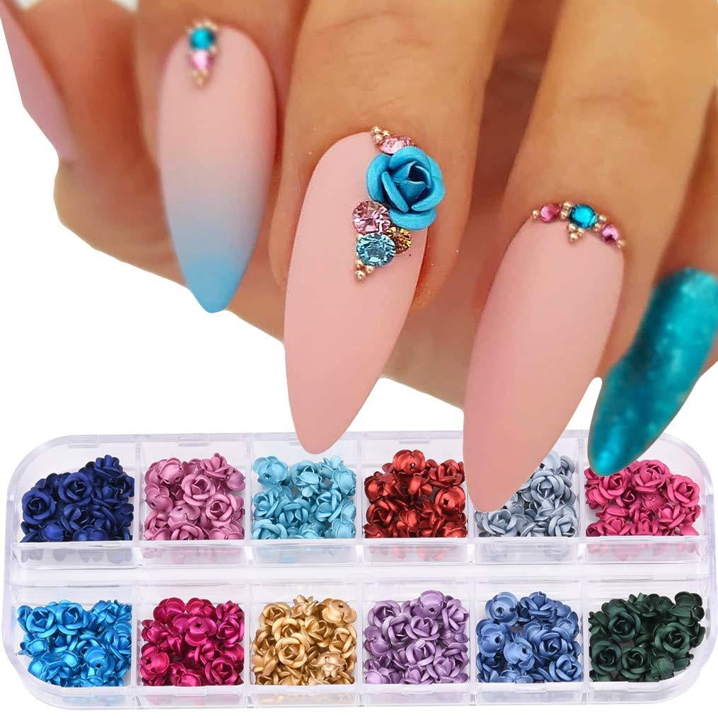 240pcs Nail Decorations Metal Flower 3d Roses 12 Colors DIY Jewel Charms  Accessories Supplies NCJM190617F1 - Walmart.com
