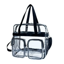 Large Transparent Cosmetic Bag Travel Makeup Organizer With Black Border Zipper Closure For Toiletries Stationery Storage Duffle Gym Beach