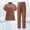 Brown, variant on Sets For Women High Neck Quick Dry Scrub Set Short Sleeve Top With Pockets Straight Leg Pants Uniform Cyan XL