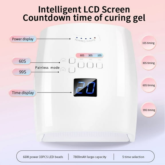 New Nail Lamp 66w Whitening Nail Machine S10 Wireless Phototherapy Lamp Charging Nail Phototherapy Machine Nail Dryer