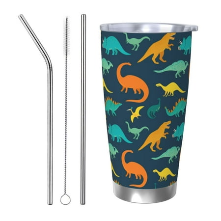 

Matuu Colorful Dinosaur for 20oz Durable Thermal Cups Keep Drinks Cold and Hot Insulated Car Mug with Lid-Straw Three-piece Set