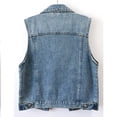 thumbnail image 3 of Gytharion Women's Denim Vests Casual Fashion Vintage Jean Vests Lapel Button Down Sleeveless Jackets with Pockets, 3 of 7