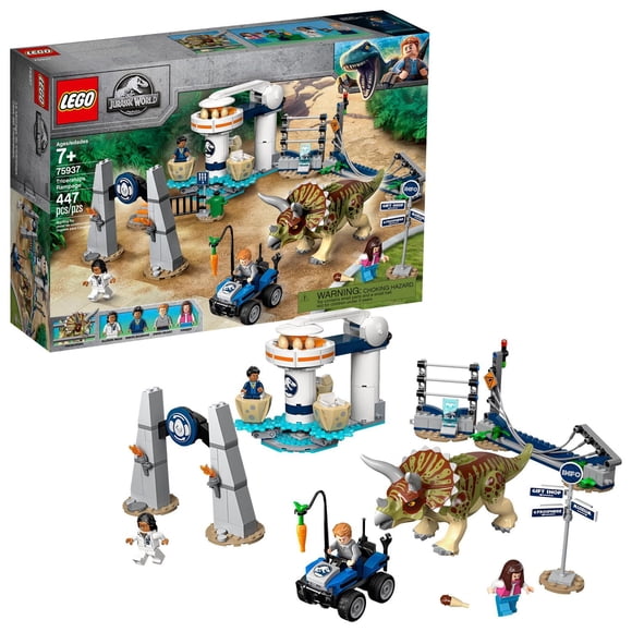 LEGO Jurassic World Triceratops Rampage 75937 Toy Building Kit (447 Piece)