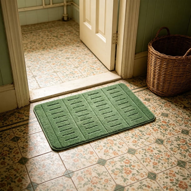 Alfombra antideslizante absorbente de poliéster para baño, entrada impermeable, lavable, alfombra de dormitorio de 60x40 cm