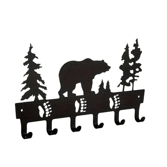 Animal Themed Metal Towel Hook Wall Mounted Bear Deer Wolf Design Towel Rack Holder For Bathroom Kitchen Home