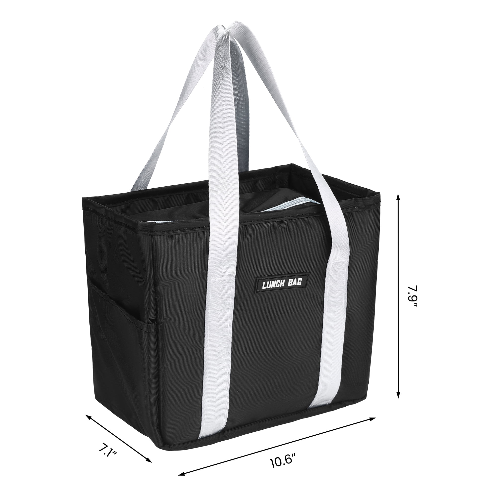 Unique Bargains Insulated Lunch Bag for Women and Men for Work Office Black
