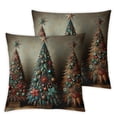 thumbnail image 2 of Ullo0ord Watercolor Red and Black Christmas Trees Throw Pillow Cover, Seasonal Winter Holiday Cushion Case Decoration for Sofa Couch, 2 of 6