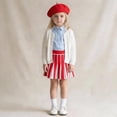 thumbnail image 2 of Byoo Big Girls' Striped Pleated Mini Skirt High Waist A-Line Uniform Skirt Preppy Style School Cheerleading Daily Skirt, 2 of 6