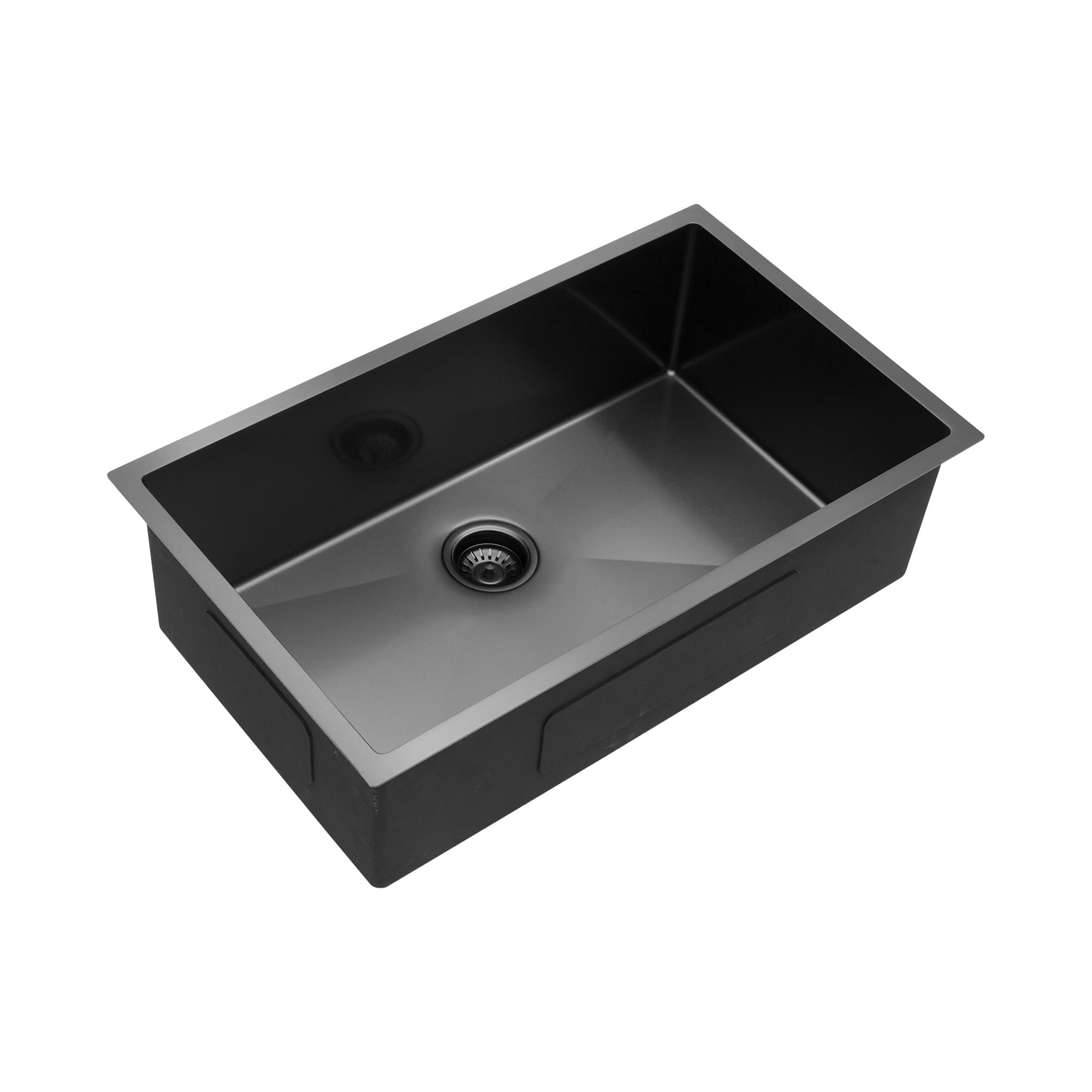 Izzovium 33x19x10" Undermount Single Bowl Stainless Steel Kitchen Sink, Matte Black, Dent-Resistant T304 Steel with R10 Corners & NANO PVC Coating