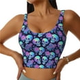 thumbnail image 2 of Picia starry sky Skull flower Sports Bra for Women,Padded Strappy Sports Bras Medium Support Yoga Bra with Removable Cups,Running Yoga Bra-Small, 2 of 9