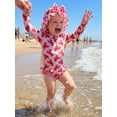 thumbnail image 6 of BemeyourBBs Toddler Baby Girls Crayfish One Piece Swimsuit Infant Bathing Suit Rash Guard With Hat 2 Pcs Set Lobster Print Plaid Ruffled Trim Long Sleeve Back Zipper Swimwears Summer Beachwear, 6 of 9